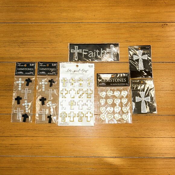 Scrapbooking Bling Gemstone Stickers Lot 3D Faith/ Religious/ Cross NEW - Picture 1 of 6